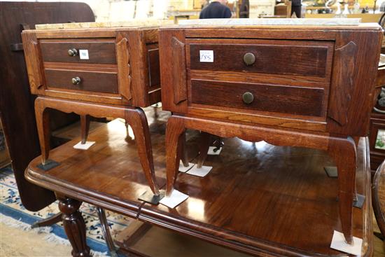 Pair French oak  bedside chests